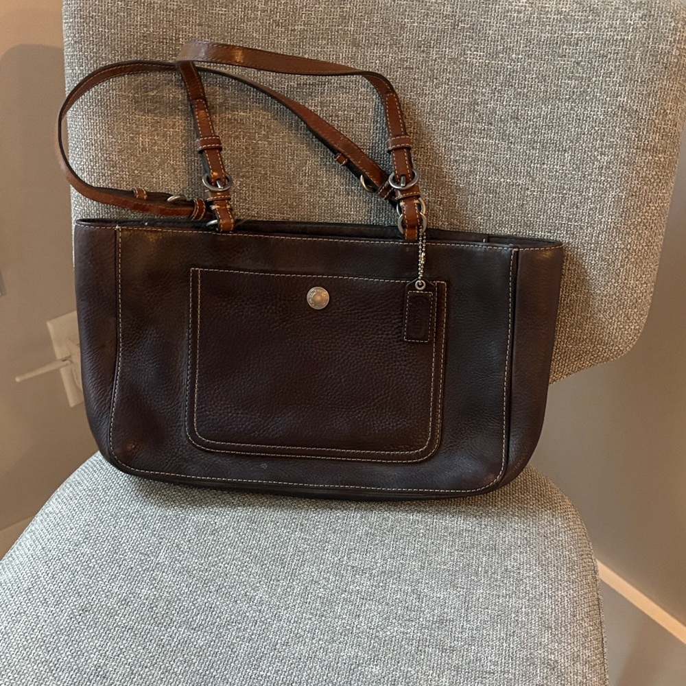 Coach Dark Brown Leather Tote Bag